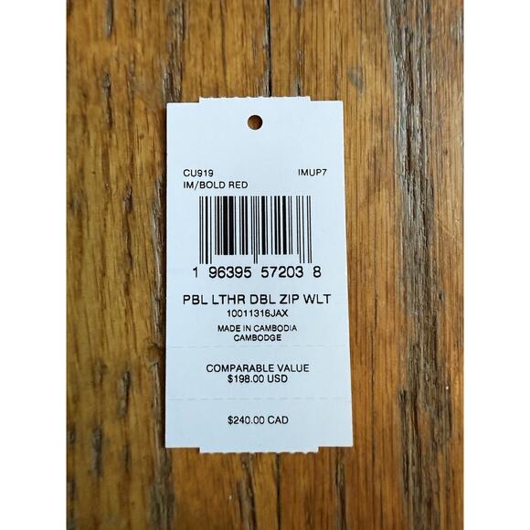 Coach Double Zip Wallet CU919 Bold Red Pebbled Leather NWT - Picture 4 of 4